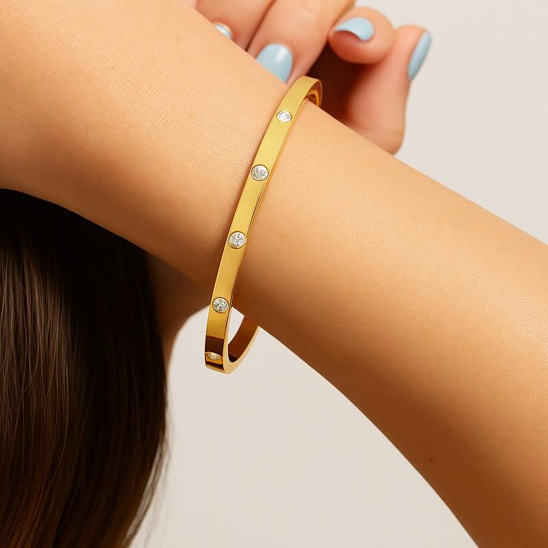 Dainty 18k Gold Open Bangle Bracelet Solid Gold Cuff Minimalist Jewelrys