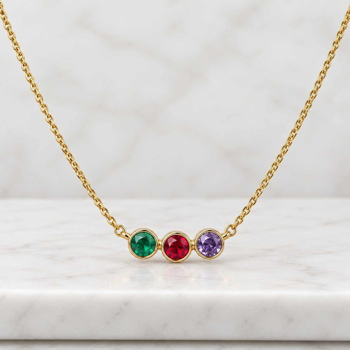 dainty 3 stone graduated bezel necklace, 925 sterling silver three stone drop pendant, minimalist cz birthstone jewelry, christmas gift
