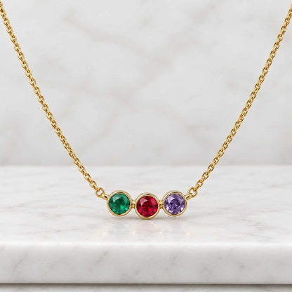 Dainty 3 Stone Graduated Bezel Necklace, 925 Sterling Silver Three Stone Drop Pendant, Minimalist CZ Birthstone Jewelry, Christmas Gift
