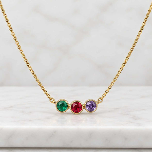 Dainty 3 Stone Graduated Bezel Necklace, 925 Sterling Silver Three Stone Drop Pendant, Minimalist CZ Birthstone Jewelry, Christmas Gift
