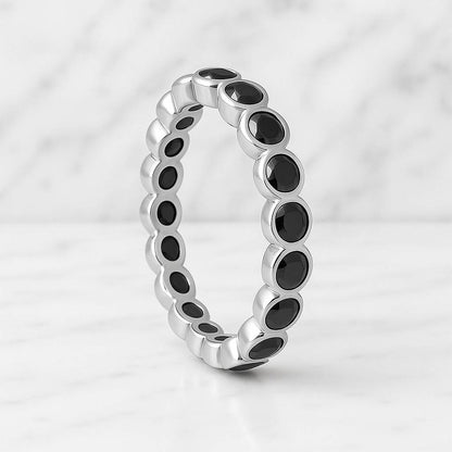 Dainty Baguette Black Diamond Ring, Minimalist Alternative Engagement Ring, Black Gemstone Ring for Her, All Black Diamond Ring
