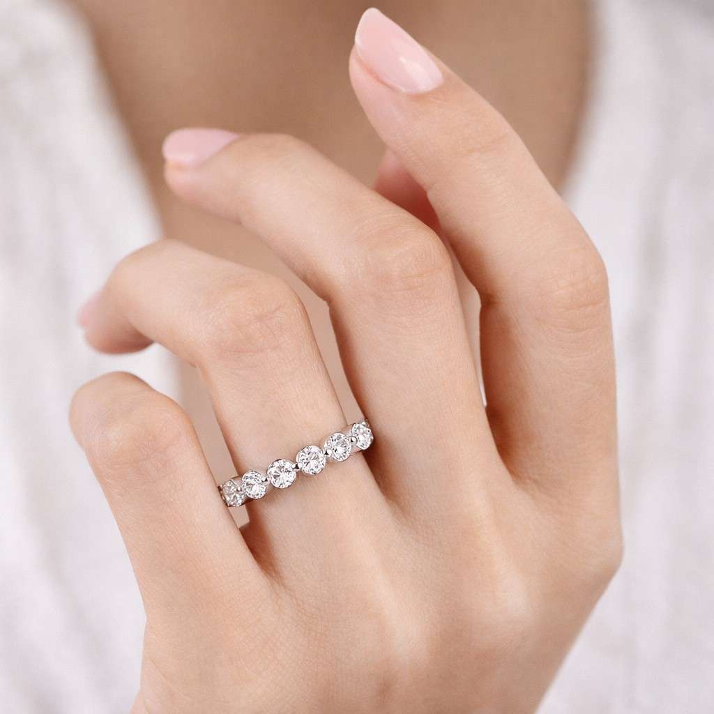 Dainty Bridal Ring, Diamond Bezel Setting, Rose, Yellow, White,