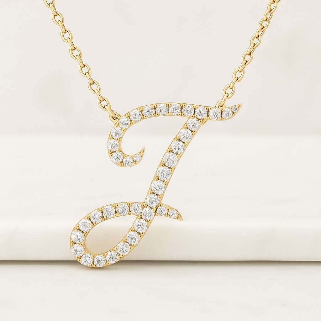 Dainty CZ Diamond Initial Necklace Sterling Silver Personalized Jewelry