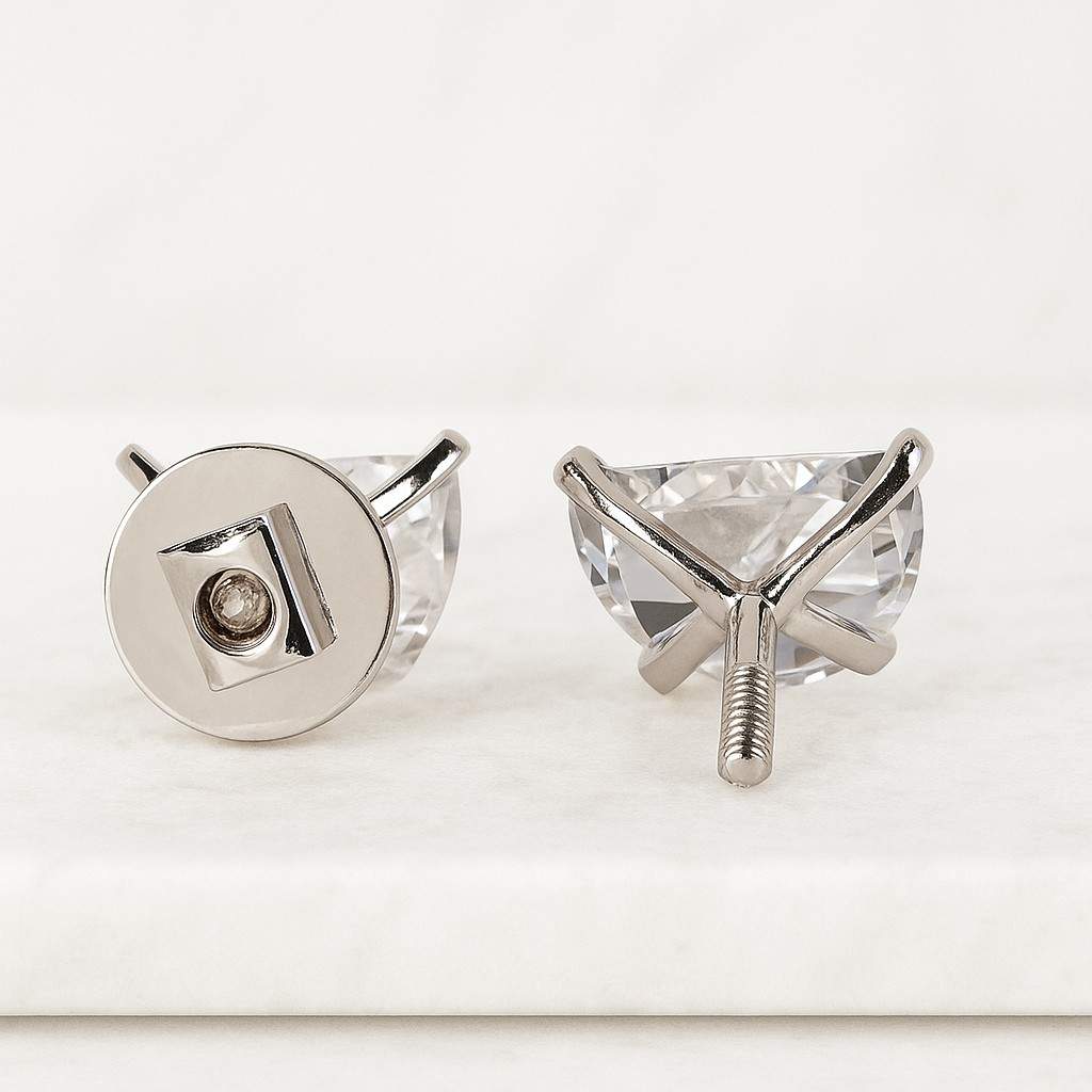 Dainty Crescent Moon Stud Earrings White Gold Bridle Diamond Earring Gift