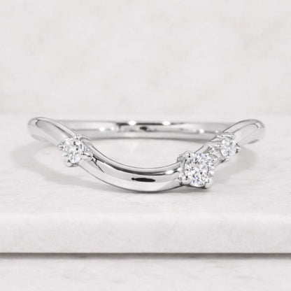 Dainty Curved Simulated Diamond Wedding Ring