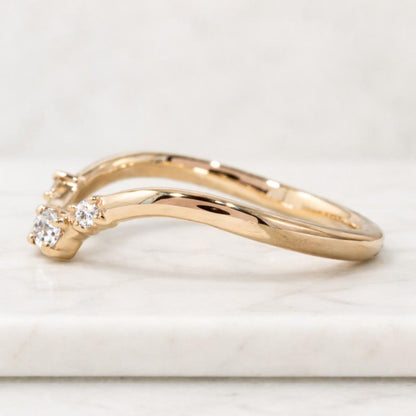 Dainty Diamond Curved Simulated Diamond Wedding Ring 