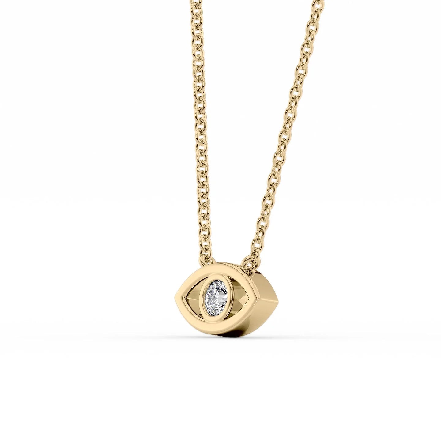 Dainty Diamond Evil Eye Charm Necklace