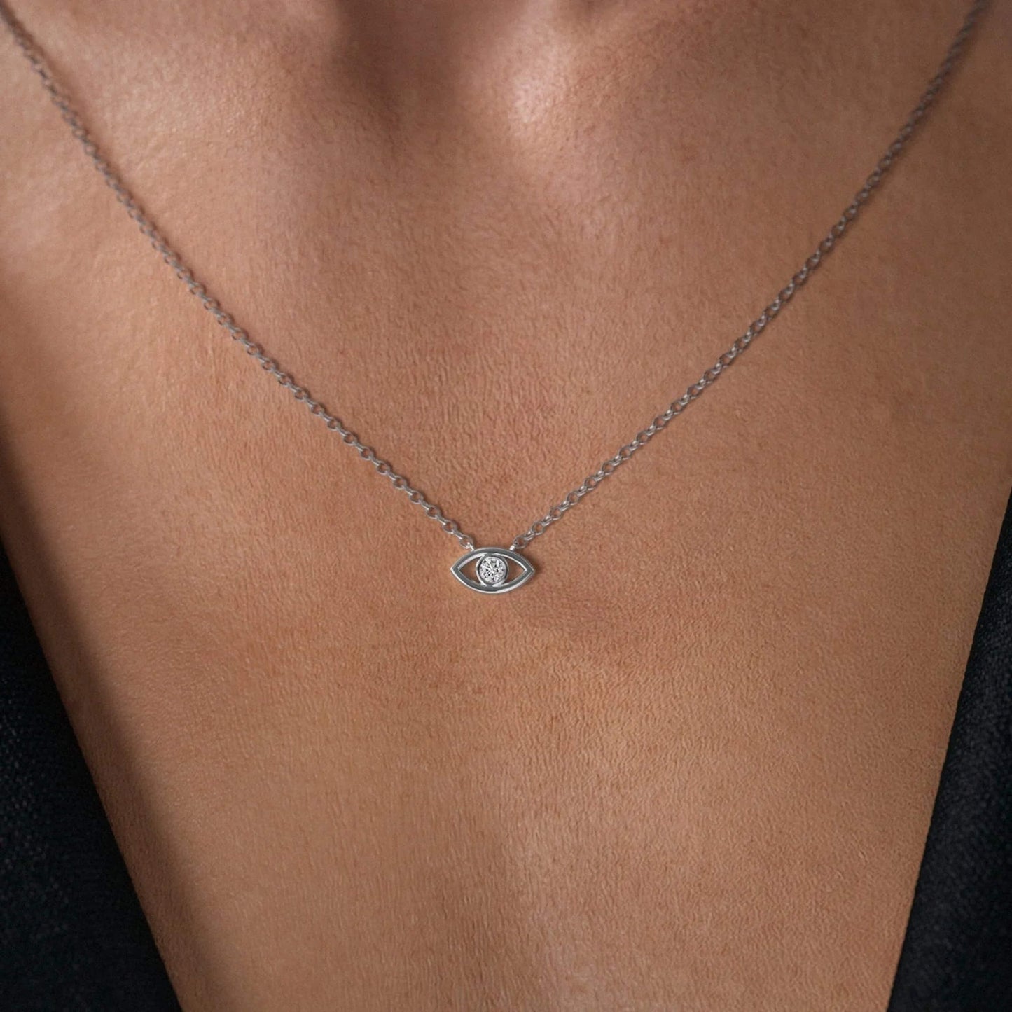 Dainty Diamond Evil Eye Good Luck Charm Necklace For Gf