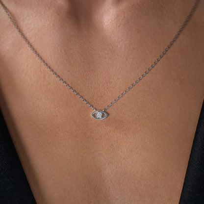 Dainty Diamond Evil Eye Good Luck Charm Necklace For Gf