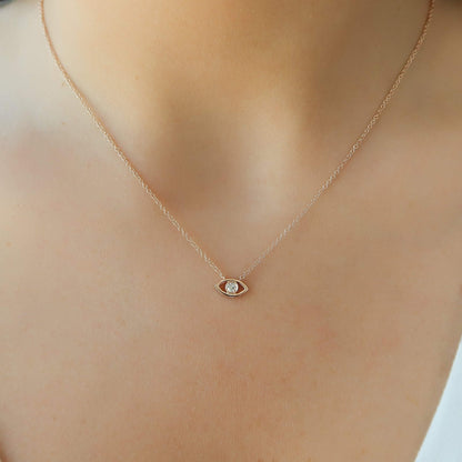 Dainty Diamond Evil Eye Good Luck Charm Pendant
