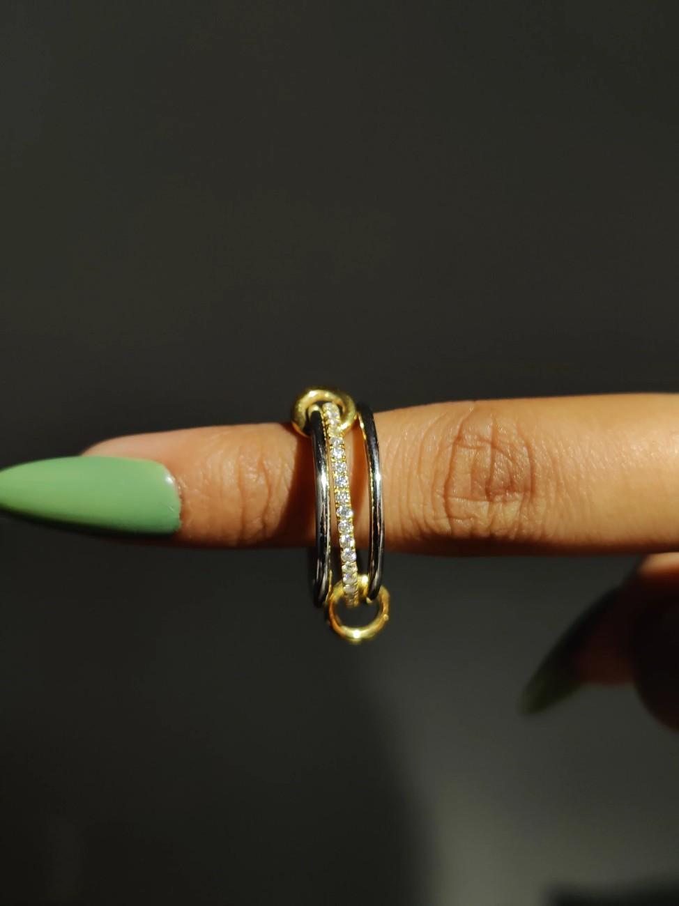 Dainty Diamond Fashion Ring Diamond Raso Link Chain Ring Unique Diamond Chain Ring