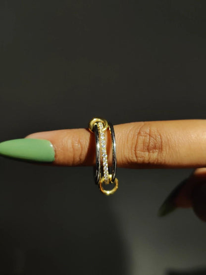 Dainty Diamond Fashion Ring Diamond Raso Link Chain Ring Unique Diamond Chain Ring