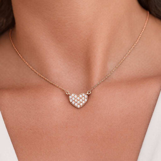 Dainty Diamond Necklace 14K Gold Paved Circle Pendant Necklace