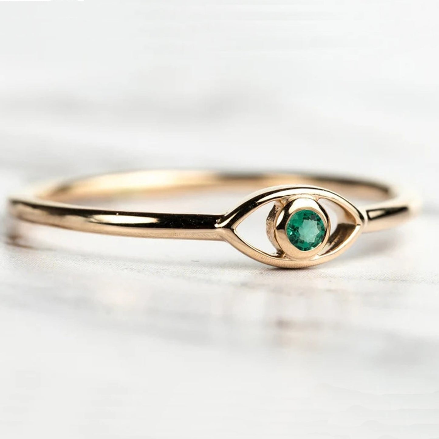 Dainty Evil Eye Ring Emerald Engagement Ring 
