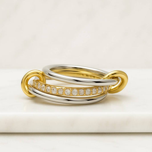 Dainty Gold Chain Ring Chain Link Stacking Band Ring Sterling Silver Friendship Jewelry Trendy Best Friend Gift