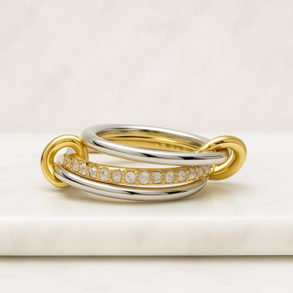 Dainty Gold Chain Ring Chain Link Stacking Band Ring Sterling Silver Friendship Jewelry Trendy Best Friend Gift