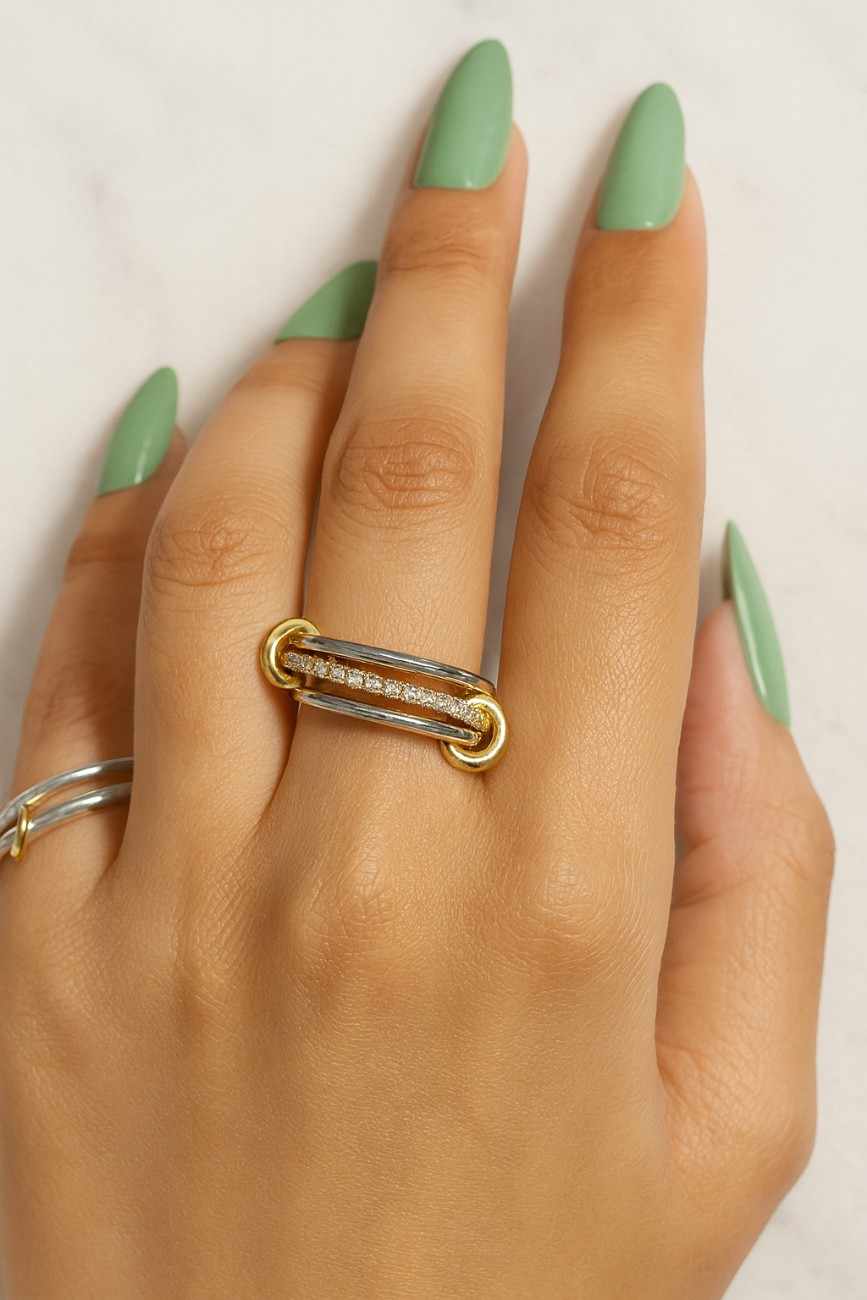 Dainty Gold Chain Ring Chain Link Stacking Band Ring Sterling Silver Friendship Jewelry Trendy Best Friend Gift