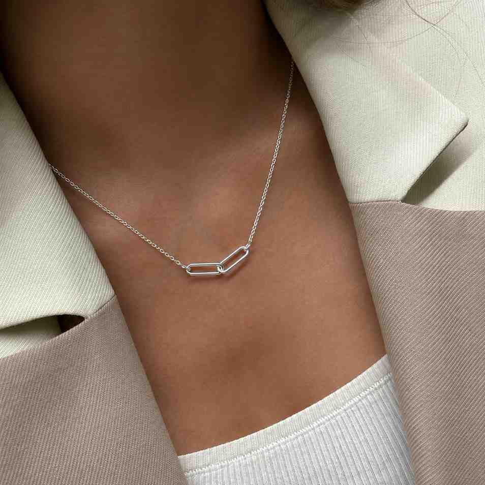dainty gold interlocking circle necklace, double ring pendant, minimalist eternity necklace