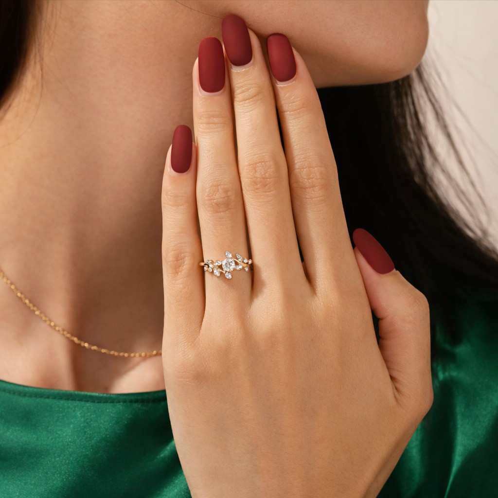 Dainty Gold Vine Leaf Stacking Ring, Friendship Jewelry