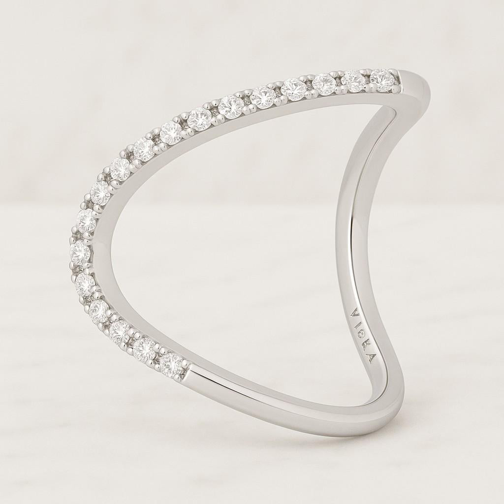 Dainty Handmade Promise Ring, Engagement Vintage Curved Gold Band Ring