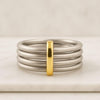 White & Yellow Gold Multi Band Minimalist Stacking Ring