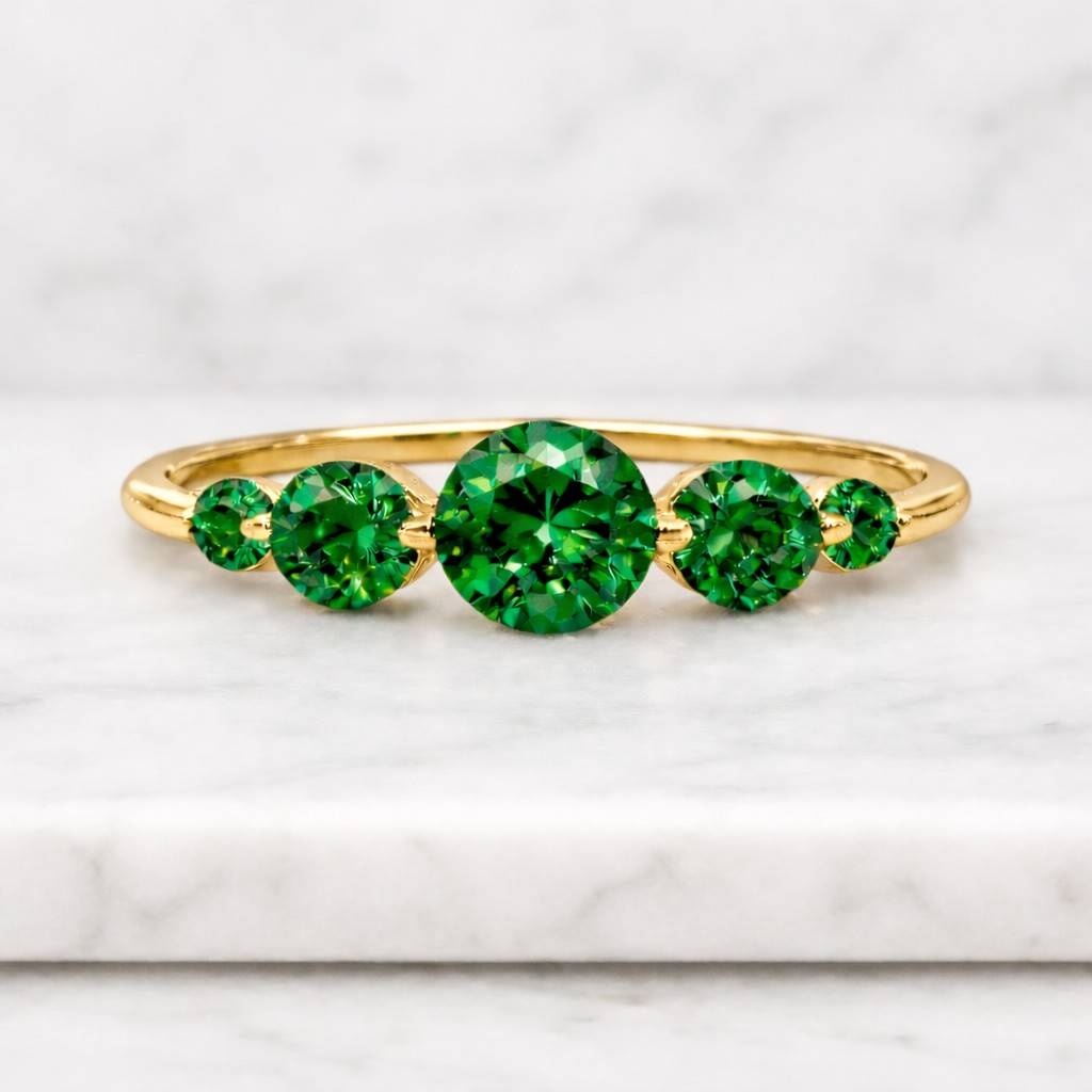 Dainty Minimalist Green Emerald Women's Ring