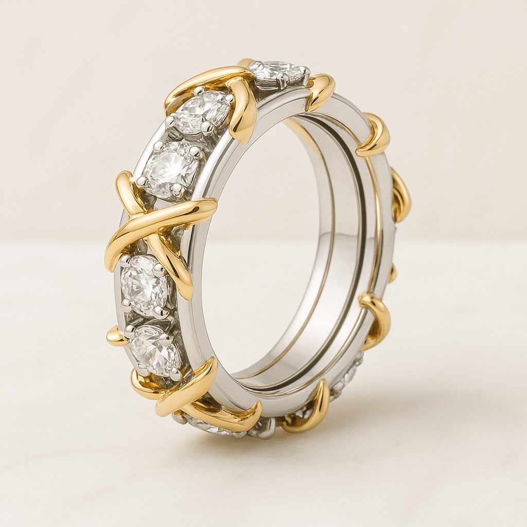 dainty minimalist ring eternity cvd diamond band 14k gold band