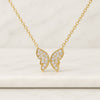 14k Gold Pave Lab Diamond Butterfly Pendant Necklace