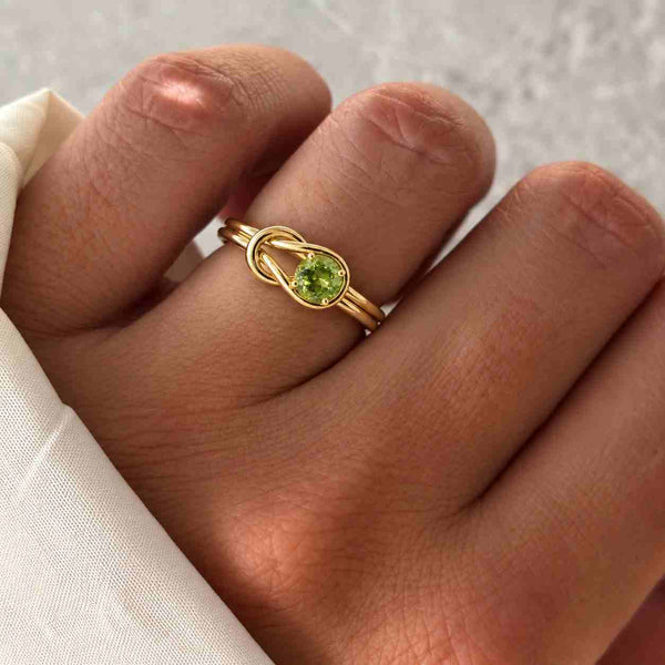 Dainty Peridot Solitaire Ring | Gold Engagement Ring | Round Cut 0.5ct–3ct Green Gemstone August Birthstone Jewelry
