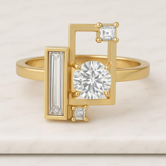 Dainty Real Lab Diamond Bridal Ring Minimalist Promise Ring Baguette Diamond Anniversary Ring 14K White Gold Ring