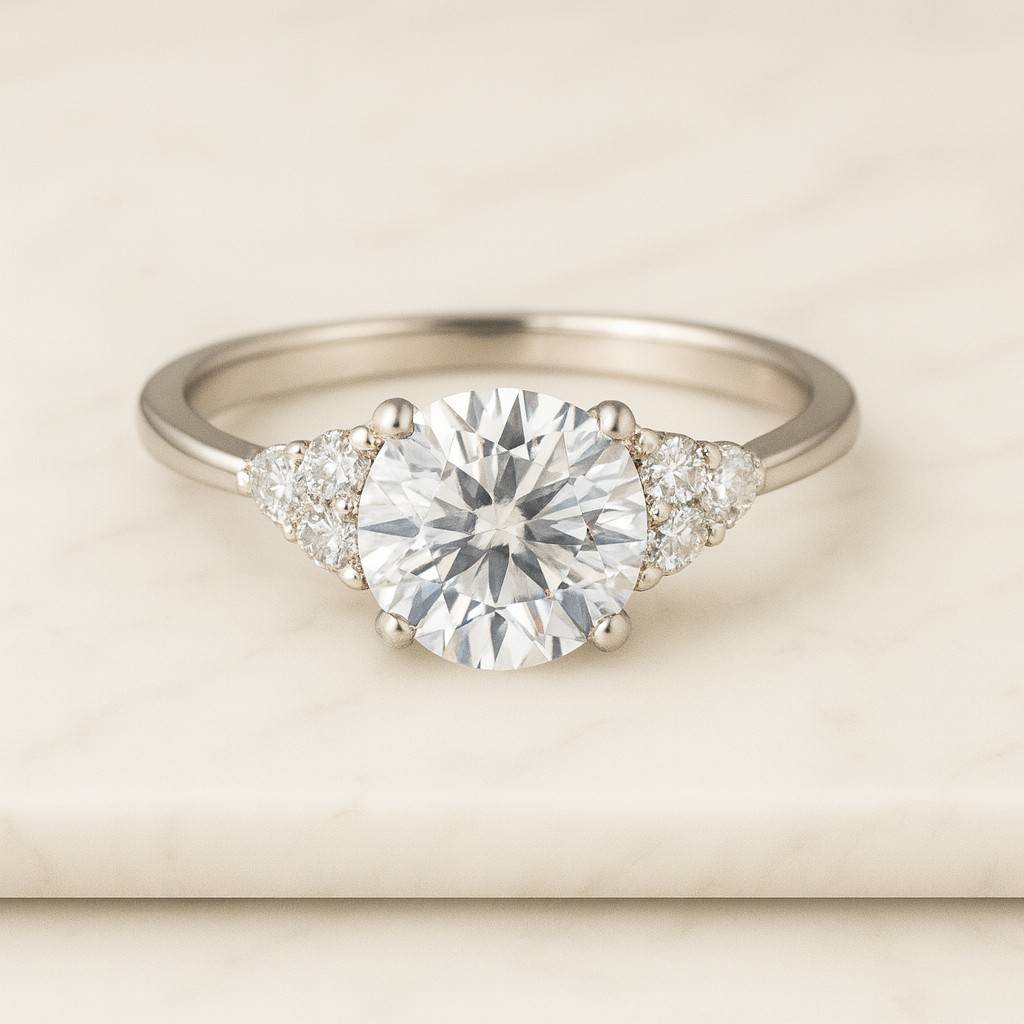 dainty round lab grown diamond engagement ring 14k gold cluster diamond promise rings for women