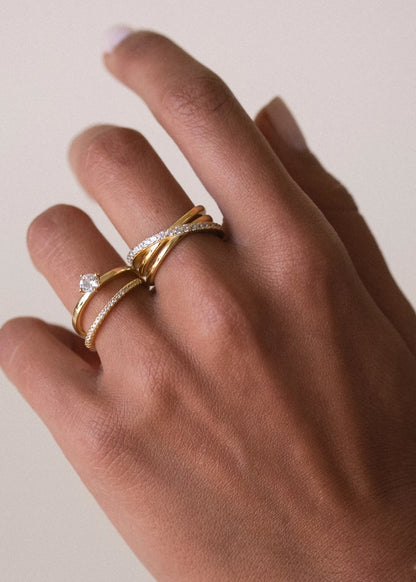 Dainty Round Lab Grown Diamond Promise Ring Diamodn Set