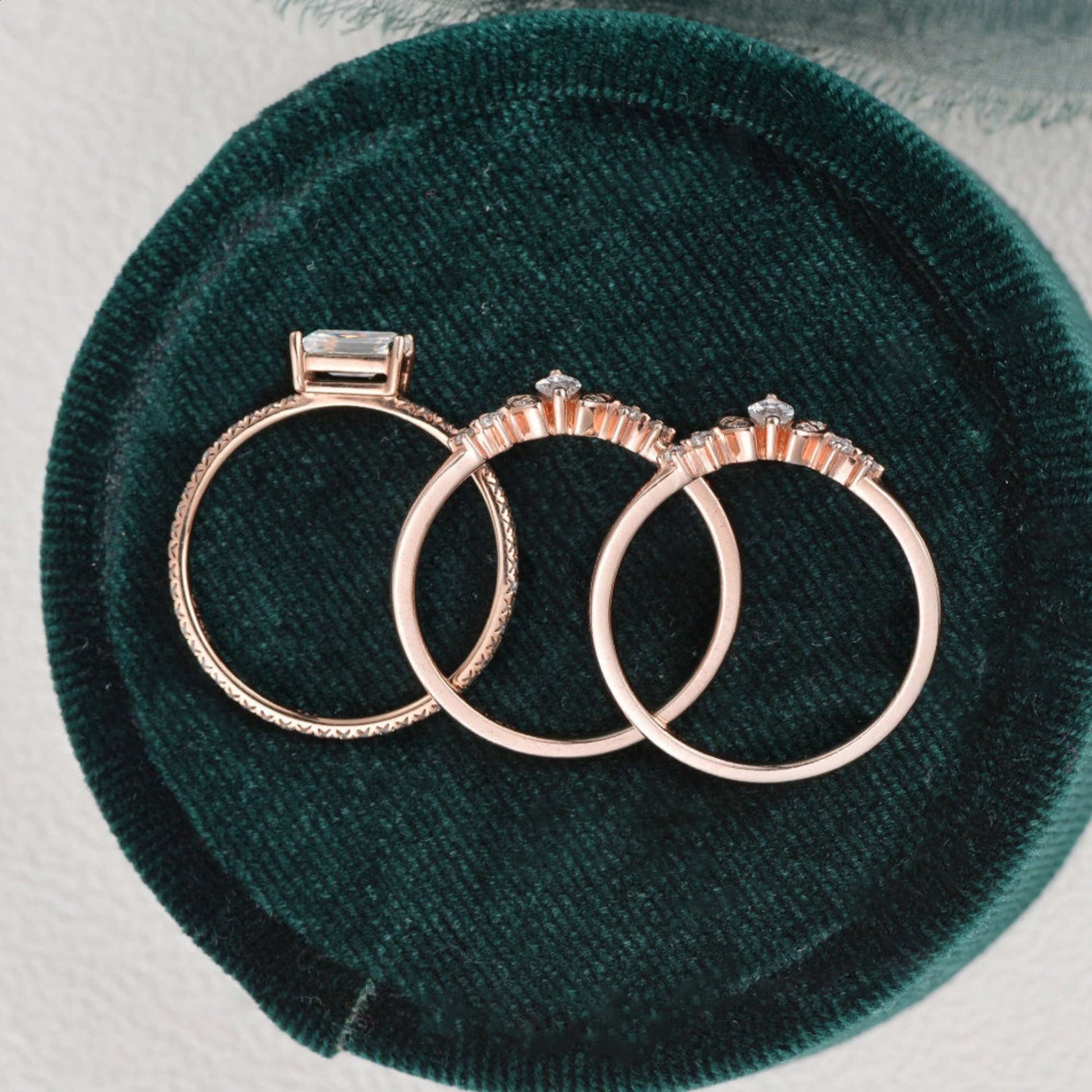  Dainty Simple Yellow, White, Rose Gold Bridal Set