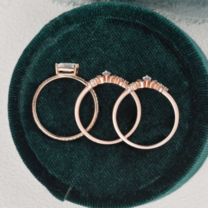  Dainty Simple Yellow, White, Rose Gold Bridal Set