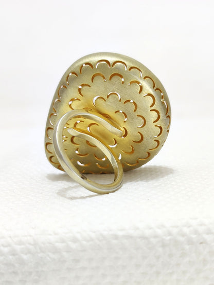Boho Style Yellow Gold Plated Silver Ring For Girls