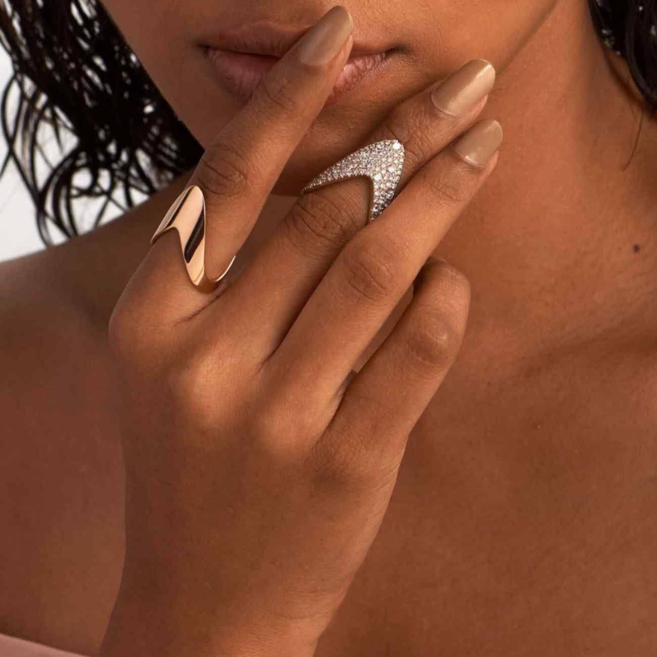 Dainty Stacking Ring for Women Minimalist Chevron Wedding Band Jewelry