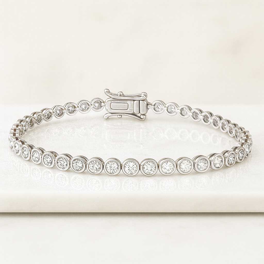 Dainty Tennis Bracelet CZ Bracelet Gold Filled Bezel Set