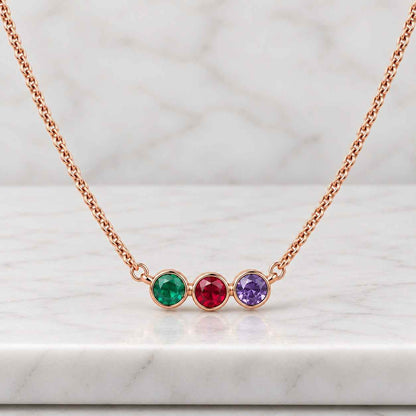 Dainty Three Birthstone Necklace, Custom Family Branch pendant, Mom Necklace with Kids Birthstones, Meaningful Gift for Mom Sister Her
