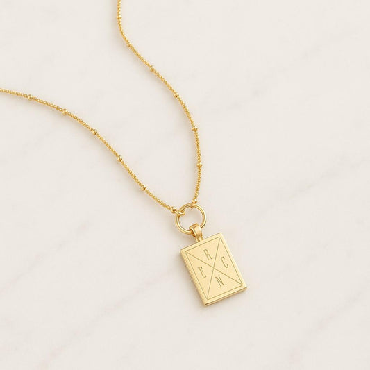 Dainty initial locket necklace 18K Gold Plated Natural Shell Initial Pendant 18K Gold Initial Letter Necklace Medal Gold Initial Letter Pendant Necklace