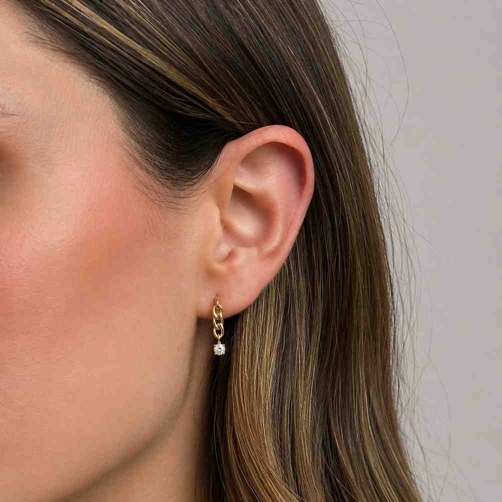 Dangle & Drop Earrings / 14k Gold Dangling 4 Prong Natural Diamond Drop Earrings by Ferkos Fine Jewelry
