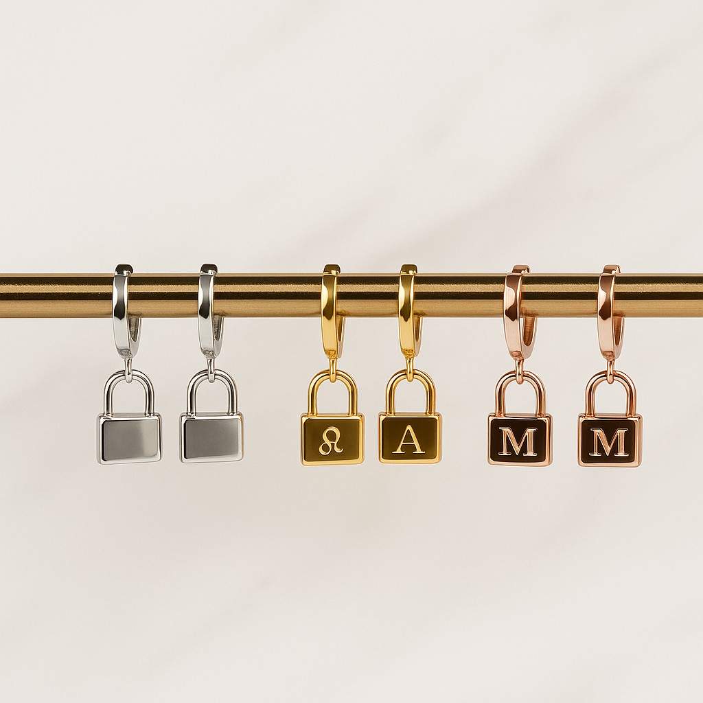 Dangle Hoop Earring Personalized Gold Jewelry Gift For Her