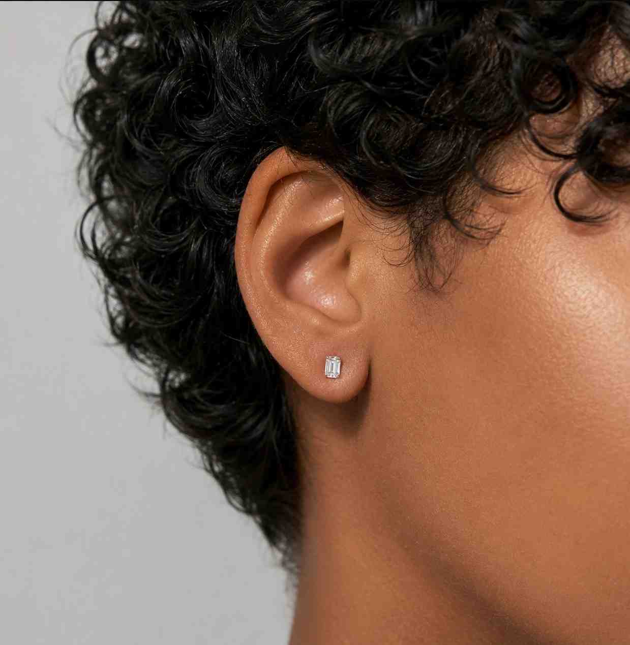 Delicate Emerald Earring, 14K Solid Yellow Gold Lab Emerald Earrings for Women Birthstone Gift Earrings, Mothers Day Gift, Rectangle Emerald