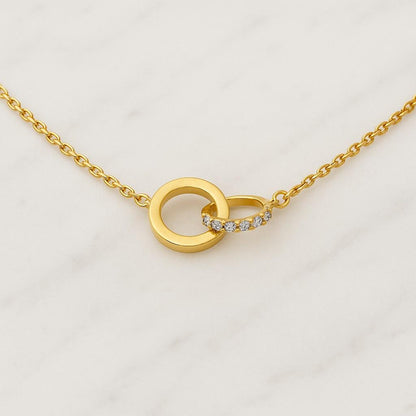 Delicate Interlocking Circle Necklace Double Linked Gold Necklace Eternity Pendant Minimalist Jewelry Perfect Gift for Her
