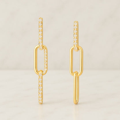 Delicate Natural Diamond Chain EarringsProng Set Diamond Connecting Earring 14K Yellow Gold Ear Climber Jewelry Wedding Party Wear Earring