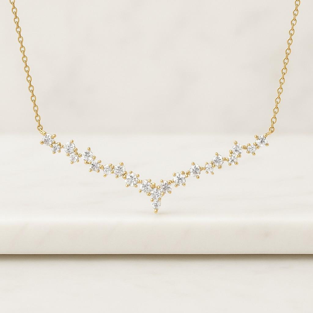 Delicate Round Cut Diamond Moissanite Necklace