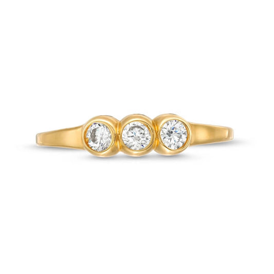 Delicate Three Stone Kids Ring in 10K Gold