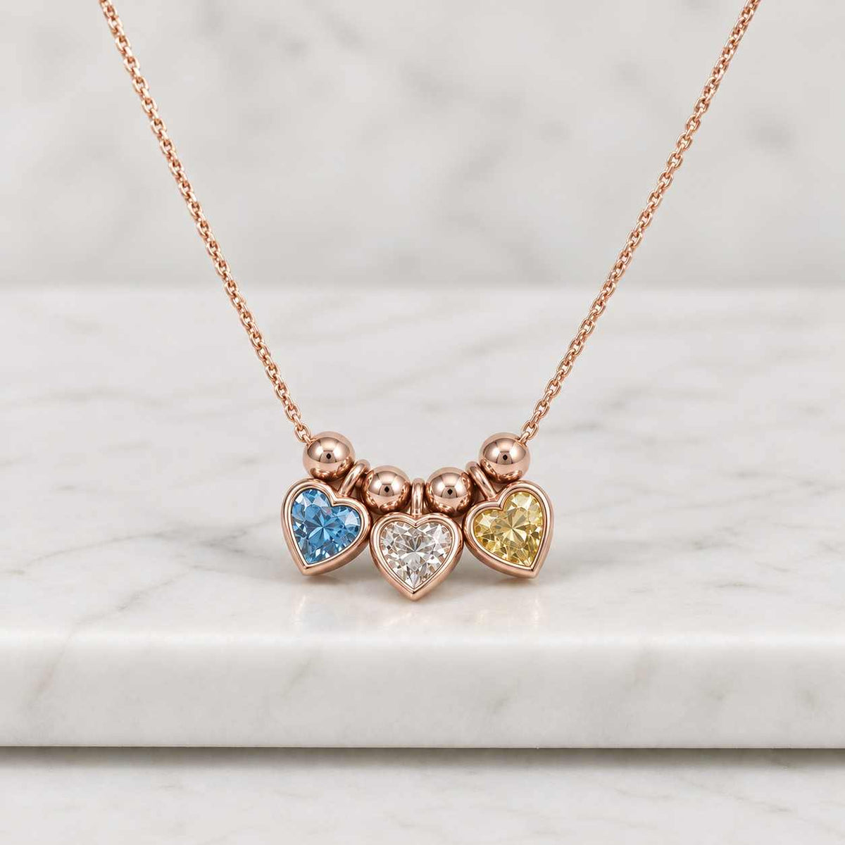 Delicate White Gold Lab Grown Diamond Cluster Necklace Heart Princess Oval Three Stone Pendant Perfect for Everyday Wear Necklace for Women
