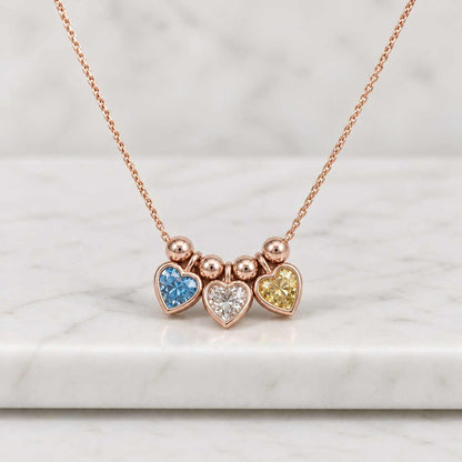 Delicate White Gold Lab Grown Diamond Cluster Necklace Heart Princess Oval Three Stone Pendant Perfect for Everyday Wear Necklace for Women
