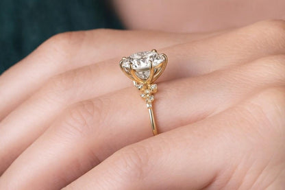 Diamond Engagement Ring Set Open Gap Wedding Ring Set Round Diamond Bridal Set