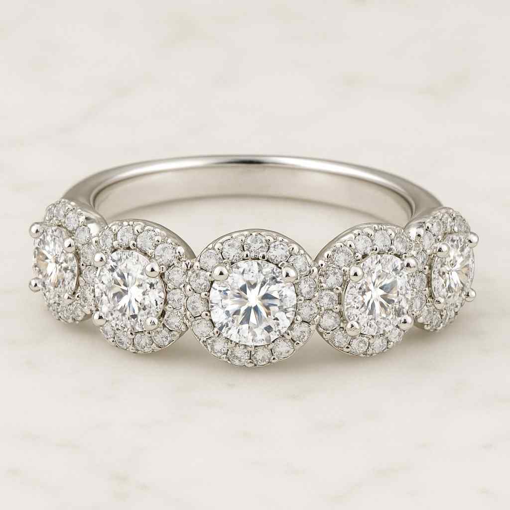 Diamond Engagement Ring Set Open Gap Wedding Ring Set Round Diamond Bridal Set Stacked Anniversary Ring Set